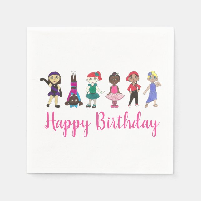 Happy Birthday Dance Themed Party Ballet Tap Jazz Napkins (Front)