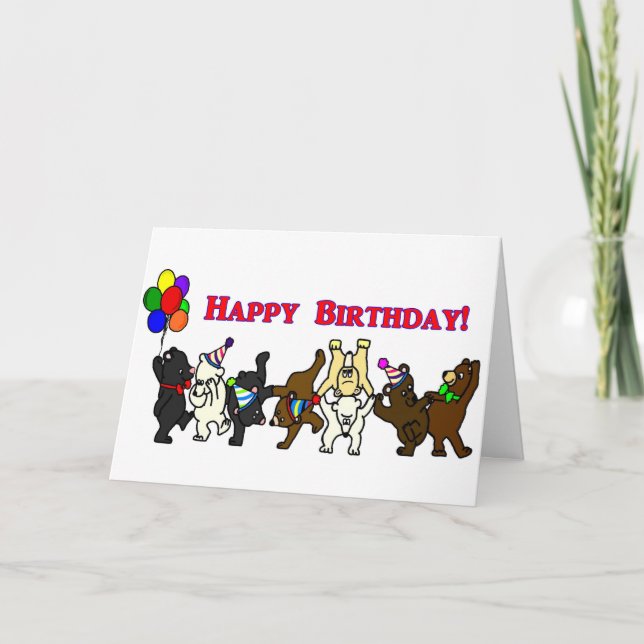 Happy Birthday Dancing Bears Card (Front)