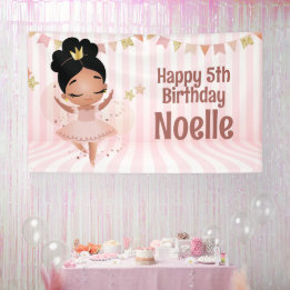 Happy Birthday! Dancing Princess Ballerina w/Tiara Banner