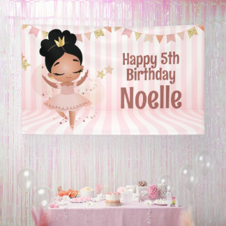 Happy Birthday! Dancing Princess Ballerina w/Tiara Banner