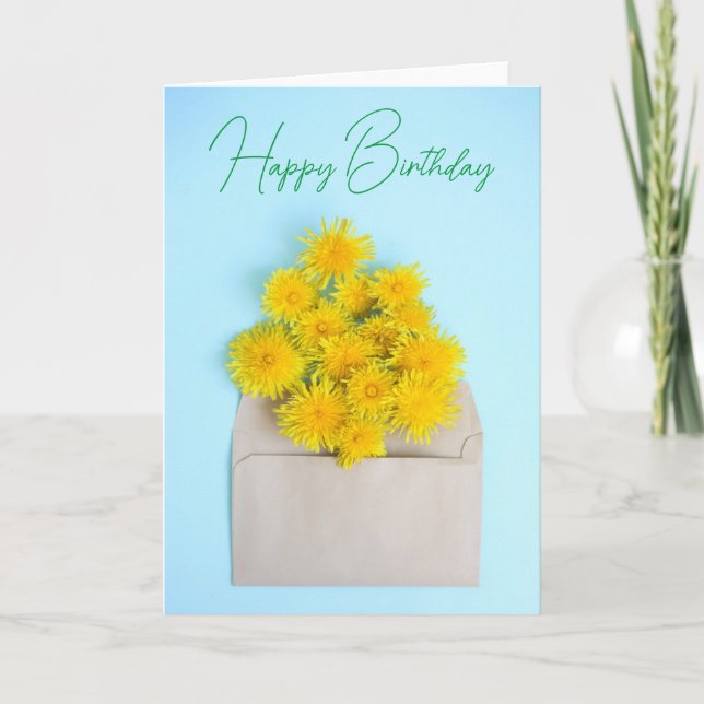 Happy Birthday | Dandelions in Envelope Card (Front)