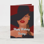 Happy Birthday Darling Card<br><div class="desc">Fabulous Black Woman by CeCe Tyshay.
Audrey Hepburn,  Old Hollywood Vibe.
“You're fabulous and fine
Aging like fine wine
Happy Birthday darling
Hope you have a good time.”</div>