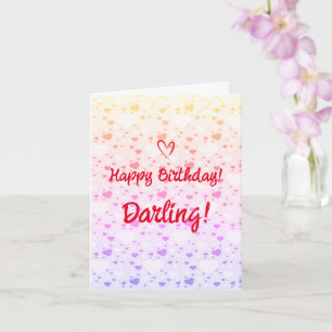 Happy Birthday Darling, Love Hearts Modern Card