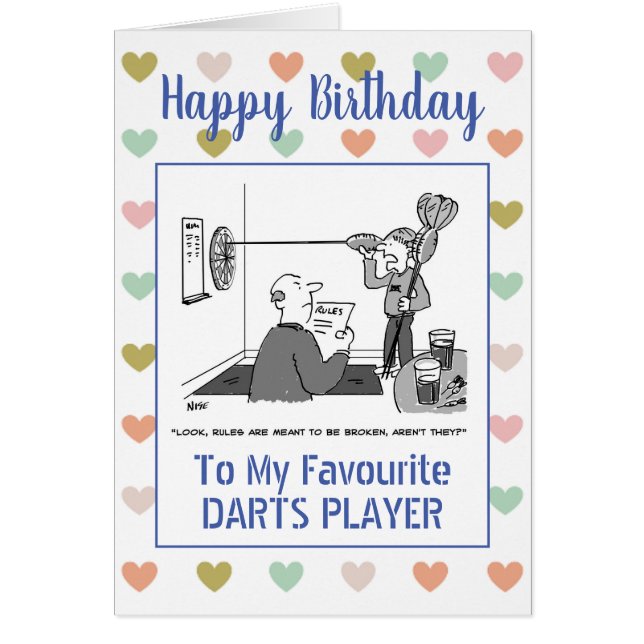 Happy Birthday Darts Player Cards (Front)