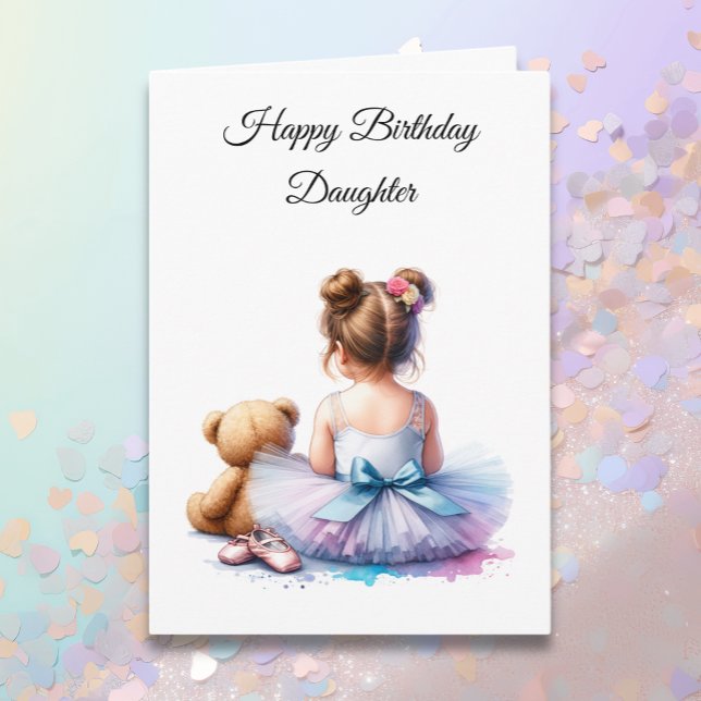 Happy Birthday Daughter | Ballerina and Teddy Card (Creator Uploaded)