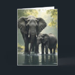 Happy Birthday Daughter | Elephant Themed Card<br><div class="desc">Celebrate your daughter's special day with a birthday card for mom with a baby elephant and mother in the African rainforest standing by a pond together. This heartwarming scene captures the beauty of nature and the bond between mother and child, making it a perfect tribute to your own cherished relationship....</div>
