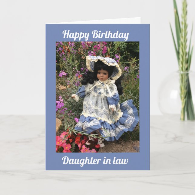 Happy Birthday daughter in law  Black doll 3 Card (Front)