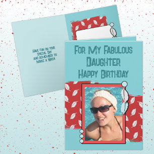 Happy Birthday daughter photo green red Card