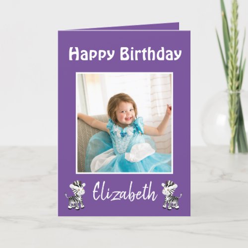 Happy Birthday Daughter Photo Purple Holiday Card