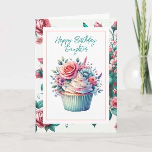 Happy Birthday Daughter  Shabby Chic Floral Card