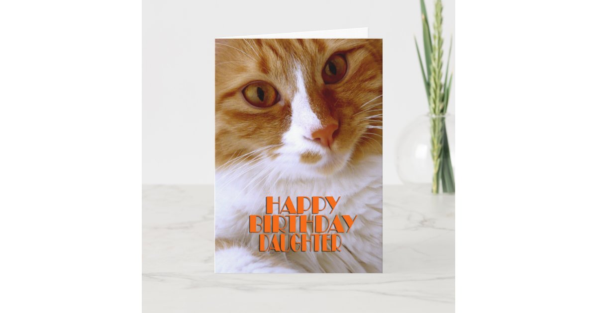 Happy Birthday Daughter Sweet Cat Card | Zazzle.com