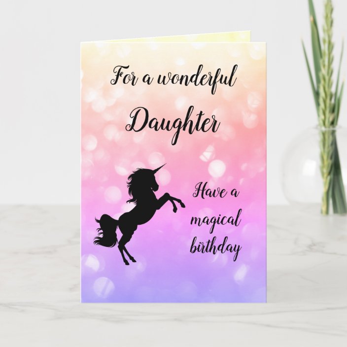 Happy Birthday Daughter Unicorn Design Card Zazzle Com
