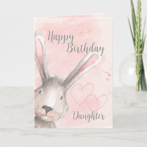 Happy Birthday Daughter Watercolor Bunny Rabbit
