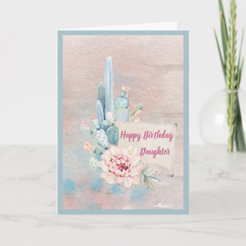 Happy Birthday Daughter Watercolor Cactus Card