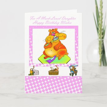 Happy Birthday Daughter  With Cats Card by moonlake at Zazzle