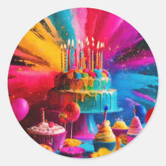 Happy birthday day classic round sticker