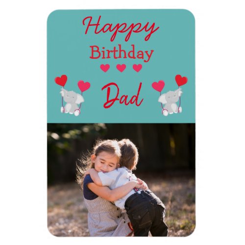 Happy Birthday Day Dad Elephant Photo Magnet