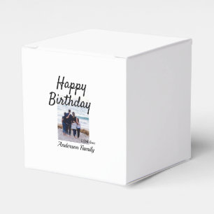 Happy birthday day photo family name elegant class favor boxes