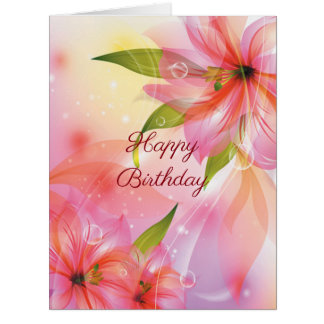 Happy Birthday Day Pink Floral Big Card