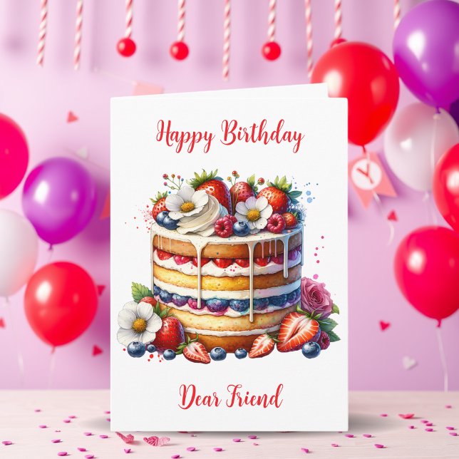 Happy Birthday Dear Friend Birthday Cake Color Me Card (Creator Uploaded)