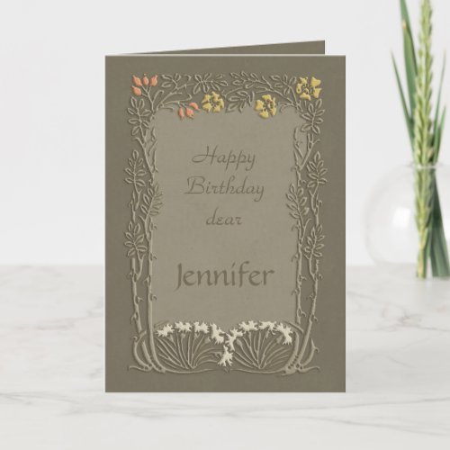 Happy Birthday dear Jennifer CC0037 Art Nouveau Card