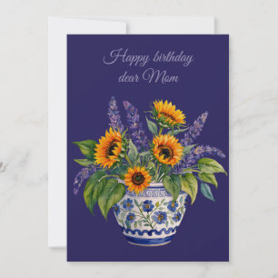 Happy birthday dear Mom & bouquet of flowers Holiday Card