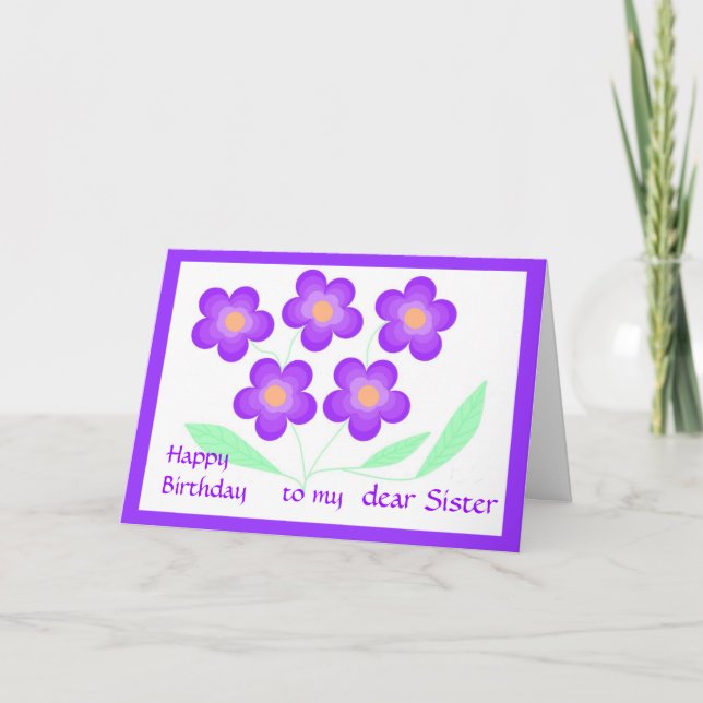 Happy Birthday Dear Sister Card (Front)