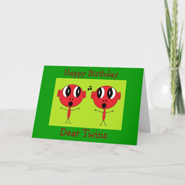 , Happy Birthday, Dear Twins Card (Front)