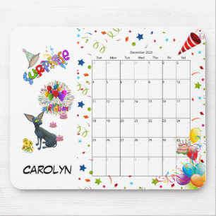 Happy Birthday December 2022 Calendar Mouse Pad