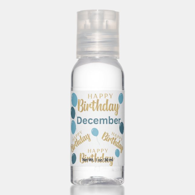 Happy birthday December birthdays Travel bottle Hand Sanitizer (Front)