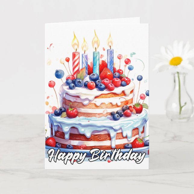 Happy Birthday Delicious Party Cake Card (Small Plant)