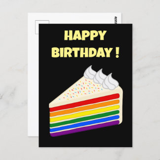 Happy Birthday Delicious Rainbow Vanilla Cake Postcard