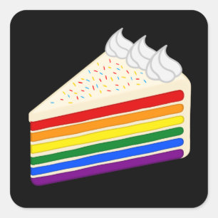 Happy Birthday Delicious Rainbow Vanilla Cake Square Sticker
