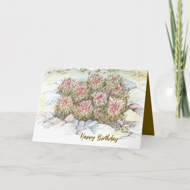 Happy Birthday Desert Cactus Landscape Card (Front)