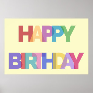 Happy Birthday Design in Cheerful Colors Poster