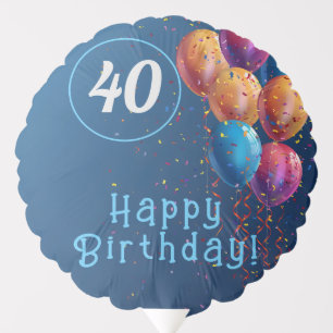 Happy Birthday design with balloons and confetti