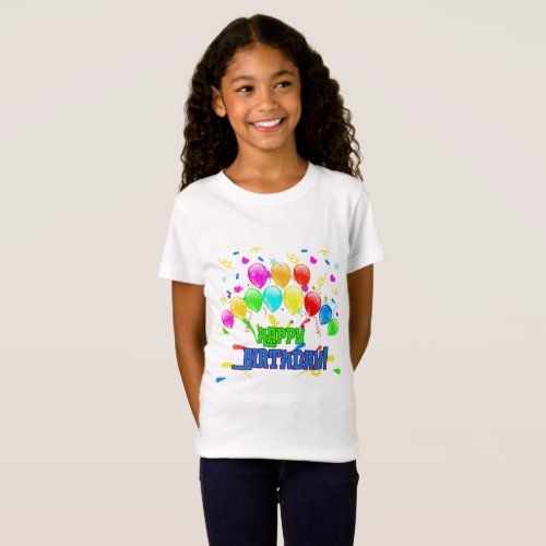 Happy Birthday Design with brightly colored ballo T_Shirt