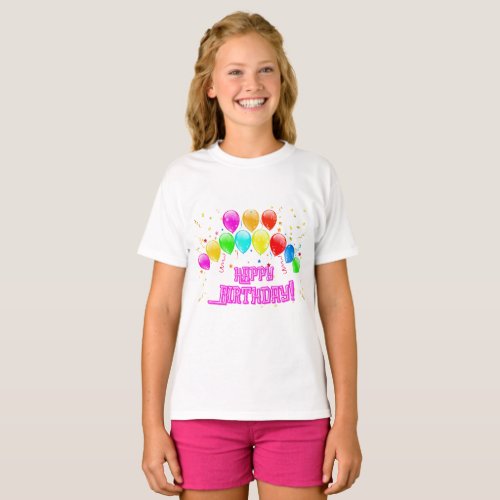 Happy Birthday Design with colorful balloons T_Shirt