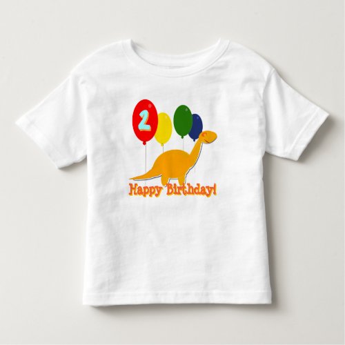 Happy Birthday Dinosaur 2 Years Balloons T_Shirt