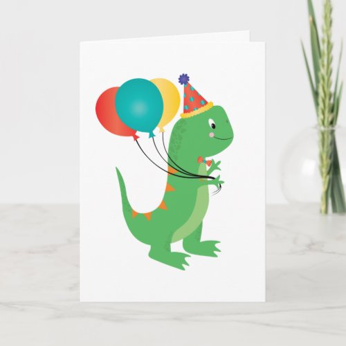 Happy Birthday Dinosaur Balloons Card