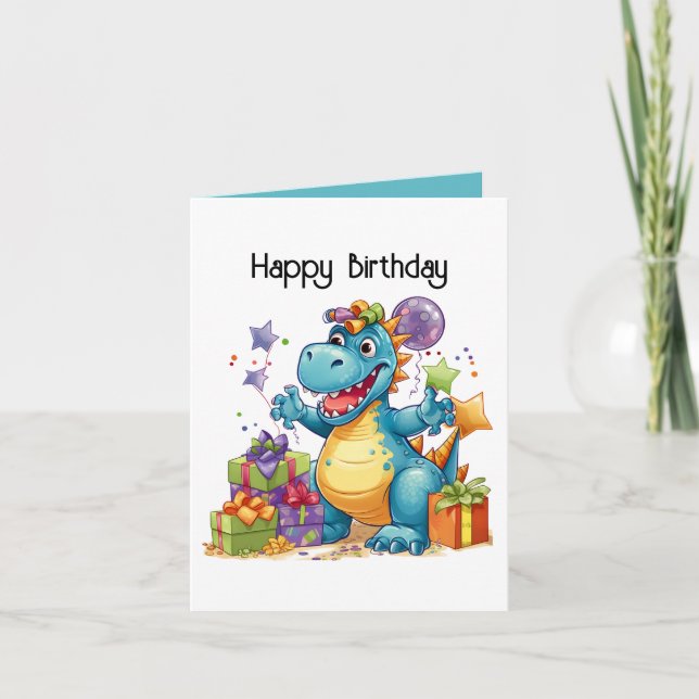 Happy Birthday Dinosaur boys customizable  Card (Front)