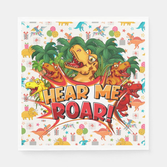 Happy Birthday Dinosaur  Napkins (Front)