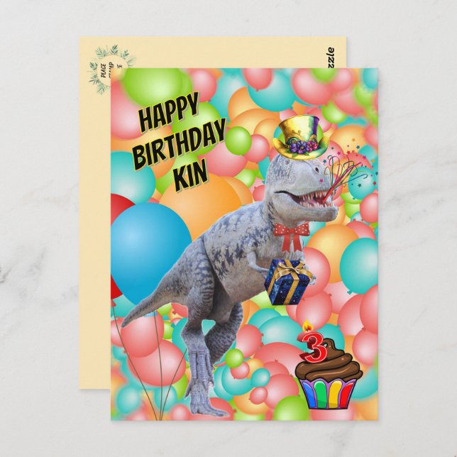 Happy Birthday Dinosaur! (Personalize Text) Postcard (Front/Back)