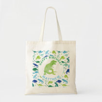 Happy Birthday Dinosaur Personalized Kids T-Rex Tote Bag