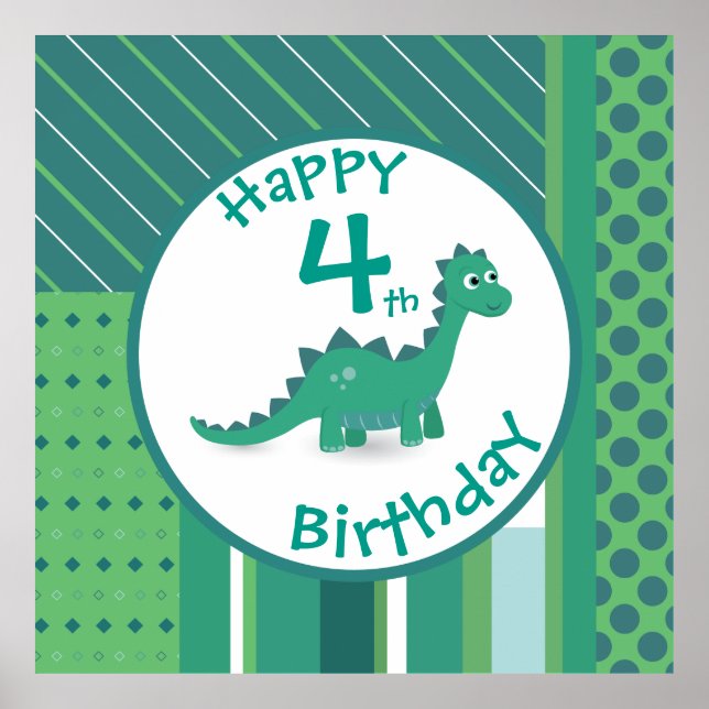 Happy birthday dinosaur wall poster. poster (Front)