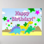 Happy Birthday Dinosaurs Poster at Zazzle