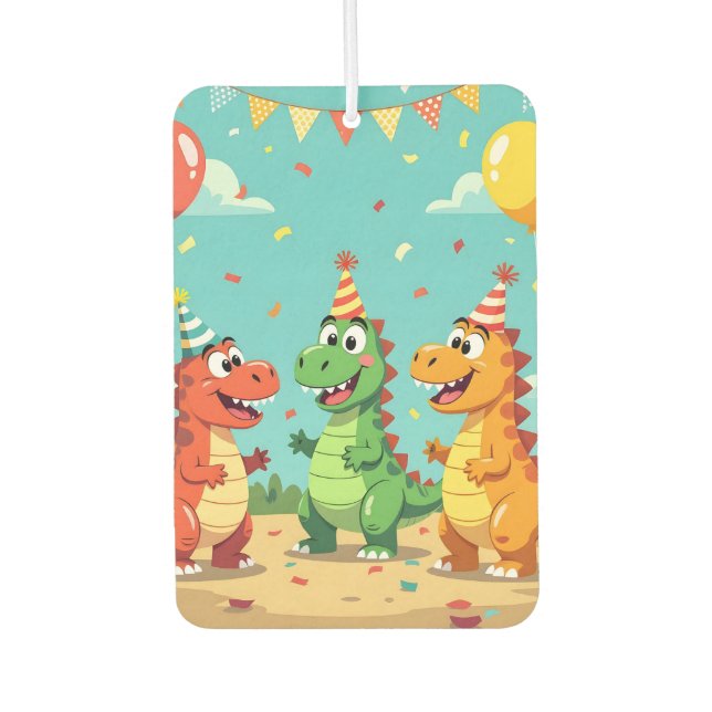 Happy birthday dinosaurs theme air freshener (Front)