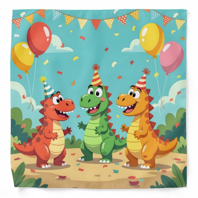 Happy birthday dinosaurs theme bandana (Front)