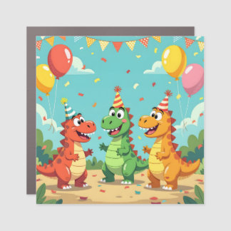 Happy birthday dinosaurs theme car magnet