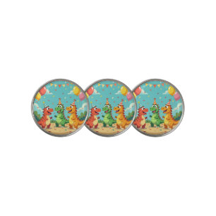 Happy birthday dinosaurs theme golf ball marker